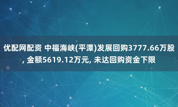 优配网配资 中福海峡(平潭)发展回购3777.66万股, 金额5619.12万元, 未达回购资金下限
